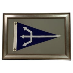 Vintage Framed Nautical Flag with Poseidon's Trident