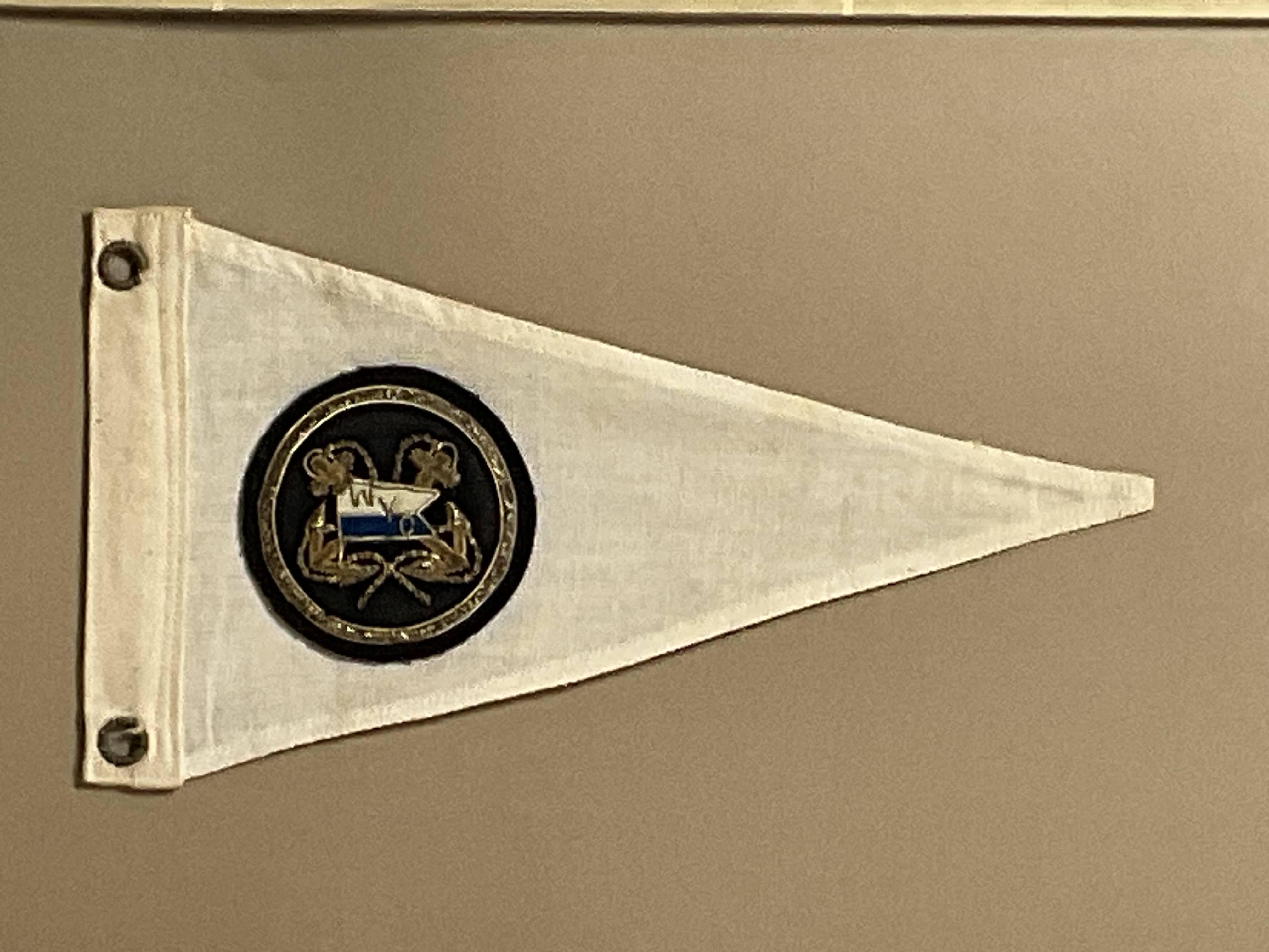 Framed Nautical Flag with Yacht Club Badge In Good Condition For Sale In Norwell, MA