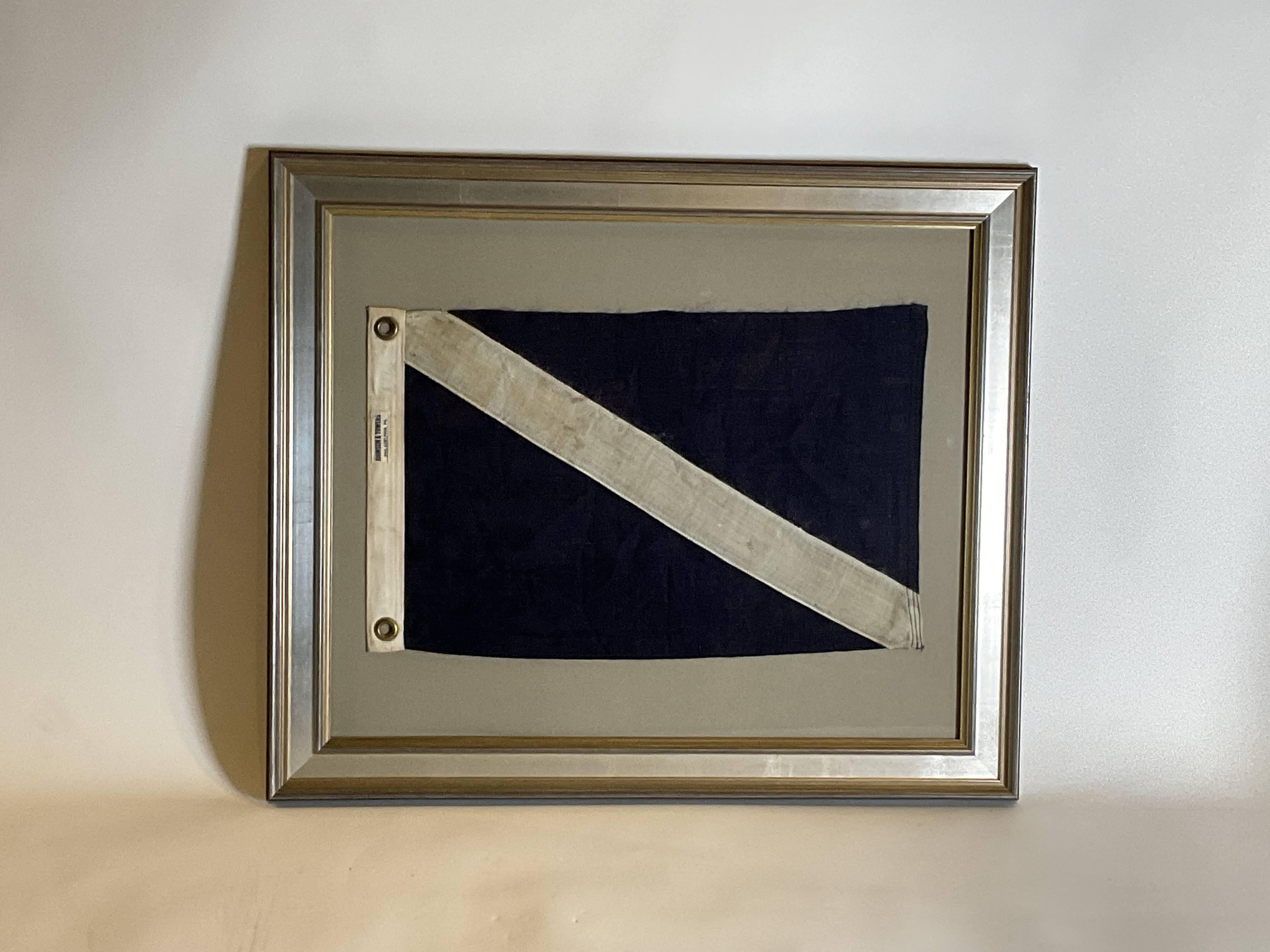 Framed Nautical Signal Flag In Good Condition For Sale In Norwell, MA
