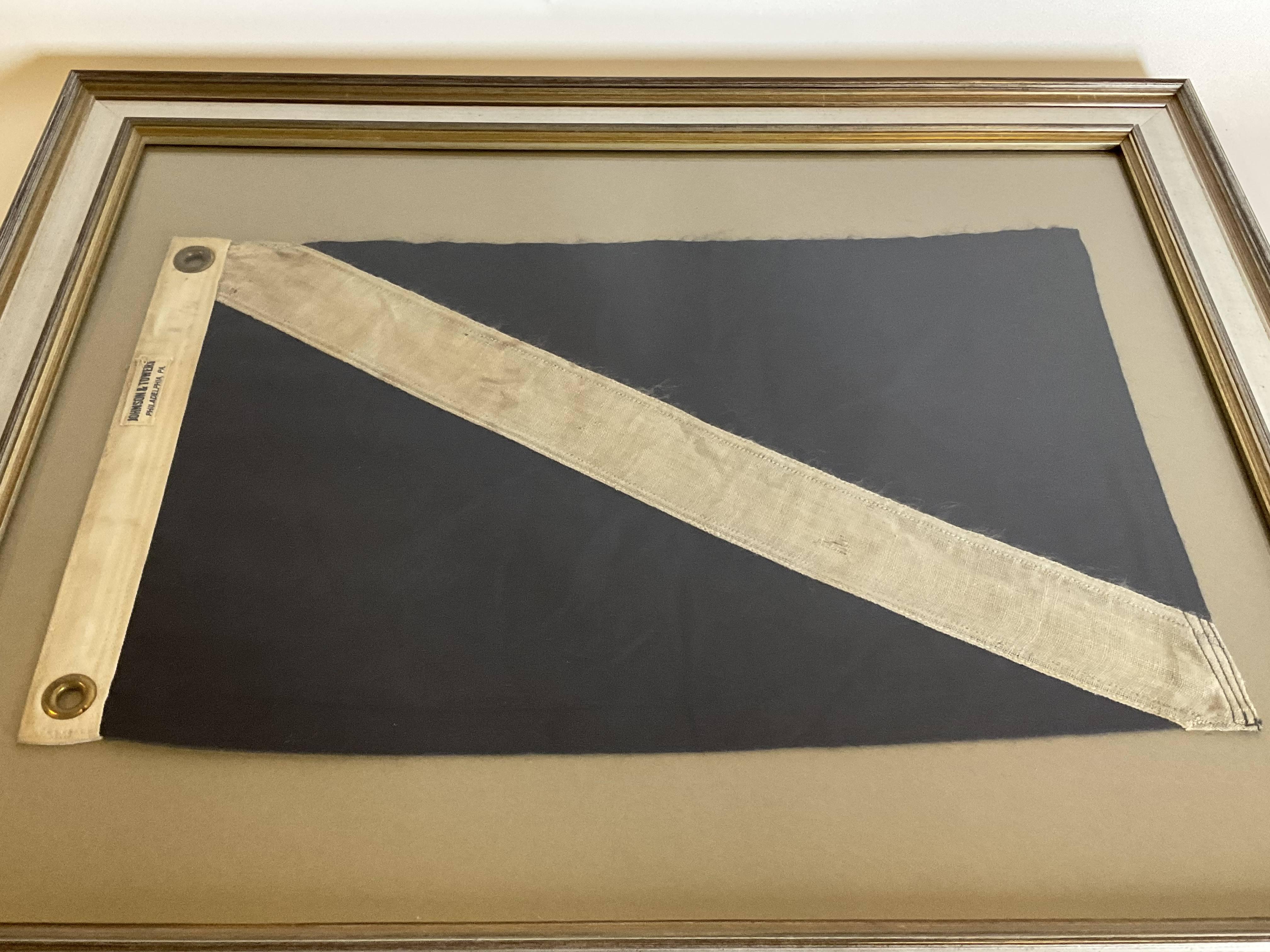 Mid-20th Century Framed Nautical Signal Flag For Sale