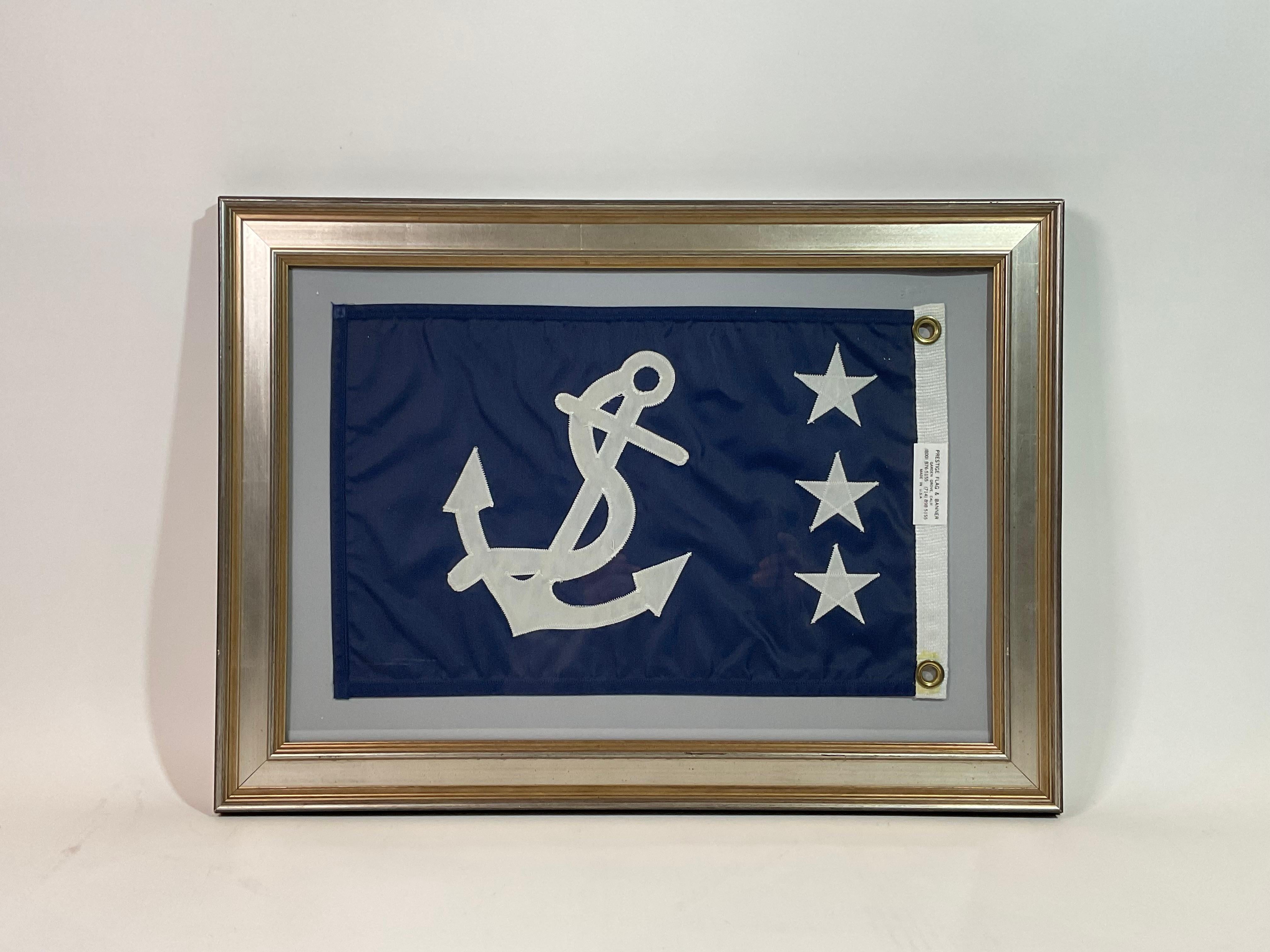 Framed Nautical Yachting Flag In Good Condition For Sale In Norwell, MA