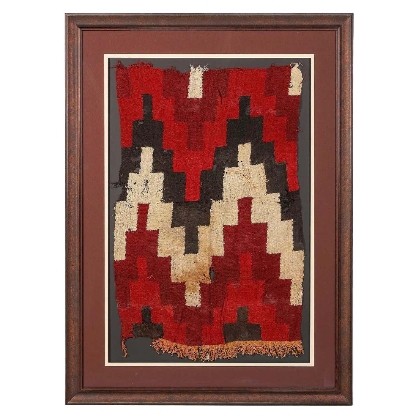 Framed Nazca Textile Panel with Step Design For Sale at 1stDibs