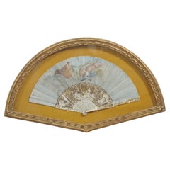 Framed Nineteenth-Century Hand-Painted Decorative Fan