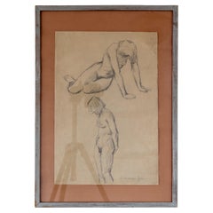 Gerahmte Aktzeichnungsstudie von Harriet Rosander de Tourtchaninoff, 1940er Jahre, Schweden