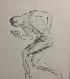 Framed Nude Lithograph by Erwin Lang