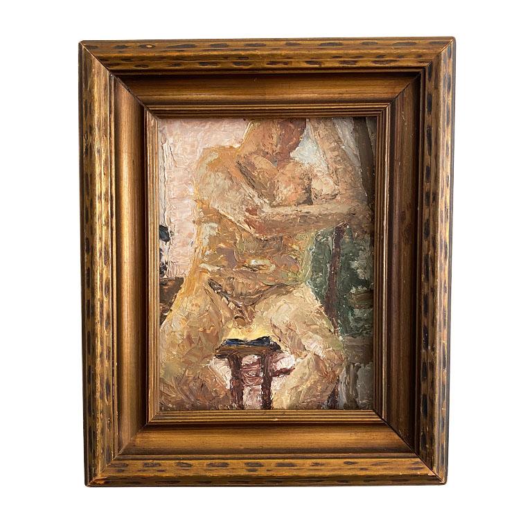 Framed Nude Portrait Painting of a Man in Gilt Wood on Board Untitled For Sale 1