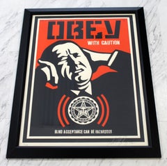Framed Obey with Caution by Shepard Fairy Obey Giant Screenprint 73/250