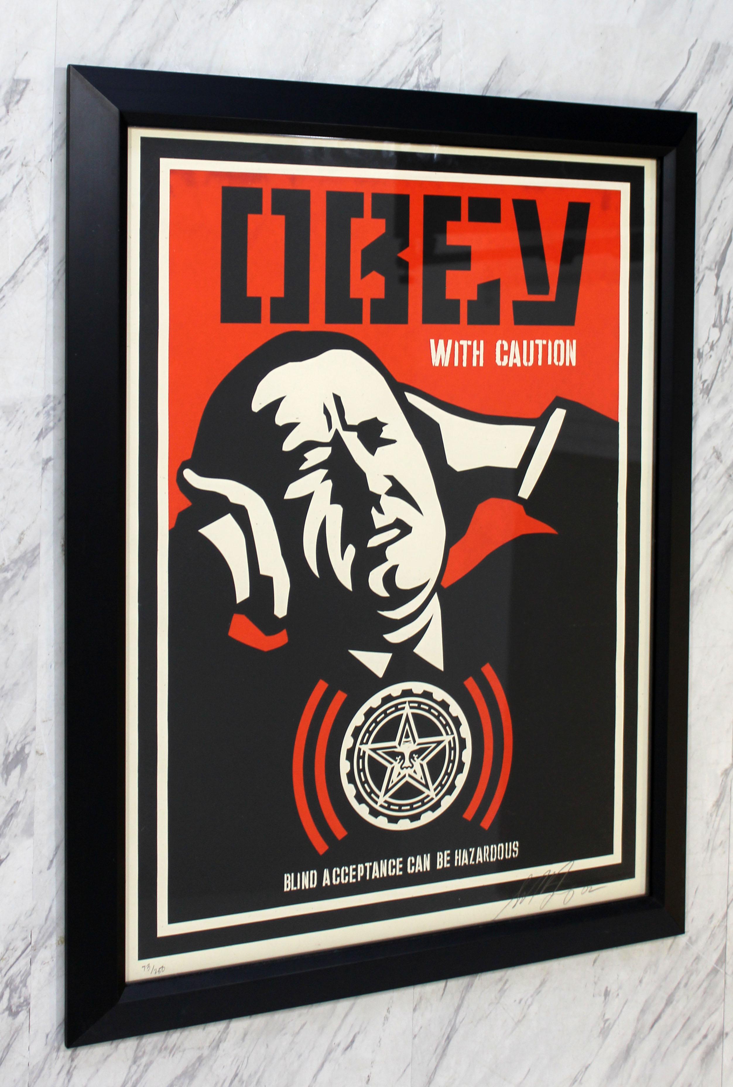 American Framed Obey with Caution by Shepard Fairy Obey Giant Screenprint 73/250