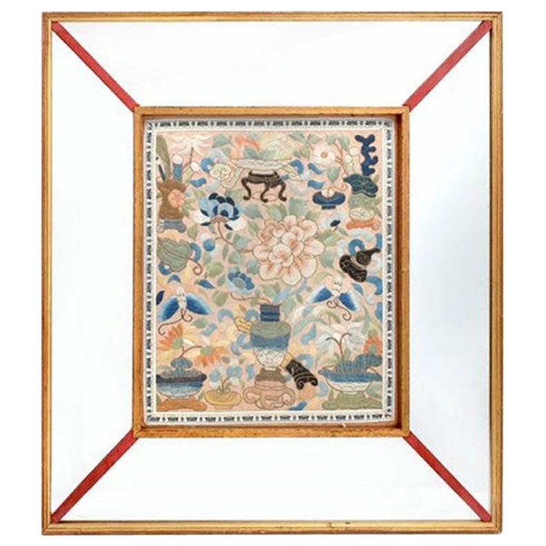 Framed Chinese Antique Embroidery Panel