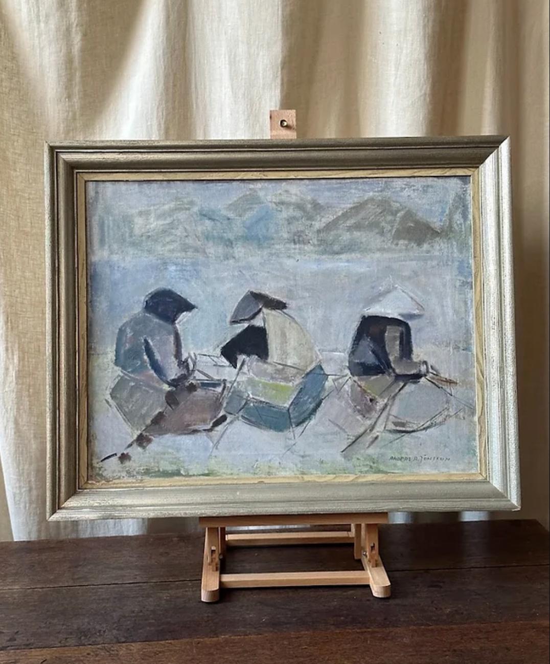 Framed Oil Landscape Of Working Women By Anders Jönsson, Signed.

Anders Jönsson was a Swedish Impressionist and modern sculptor who was born in 1907. (Born: 9 July 1907 Died: 2002)

Measurements:
Framed: 77cm x 63 cm x 4.5cm
