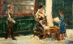 Framed Oil on Artist Board Signed Gene Grant, A Street Scene in Montmarte