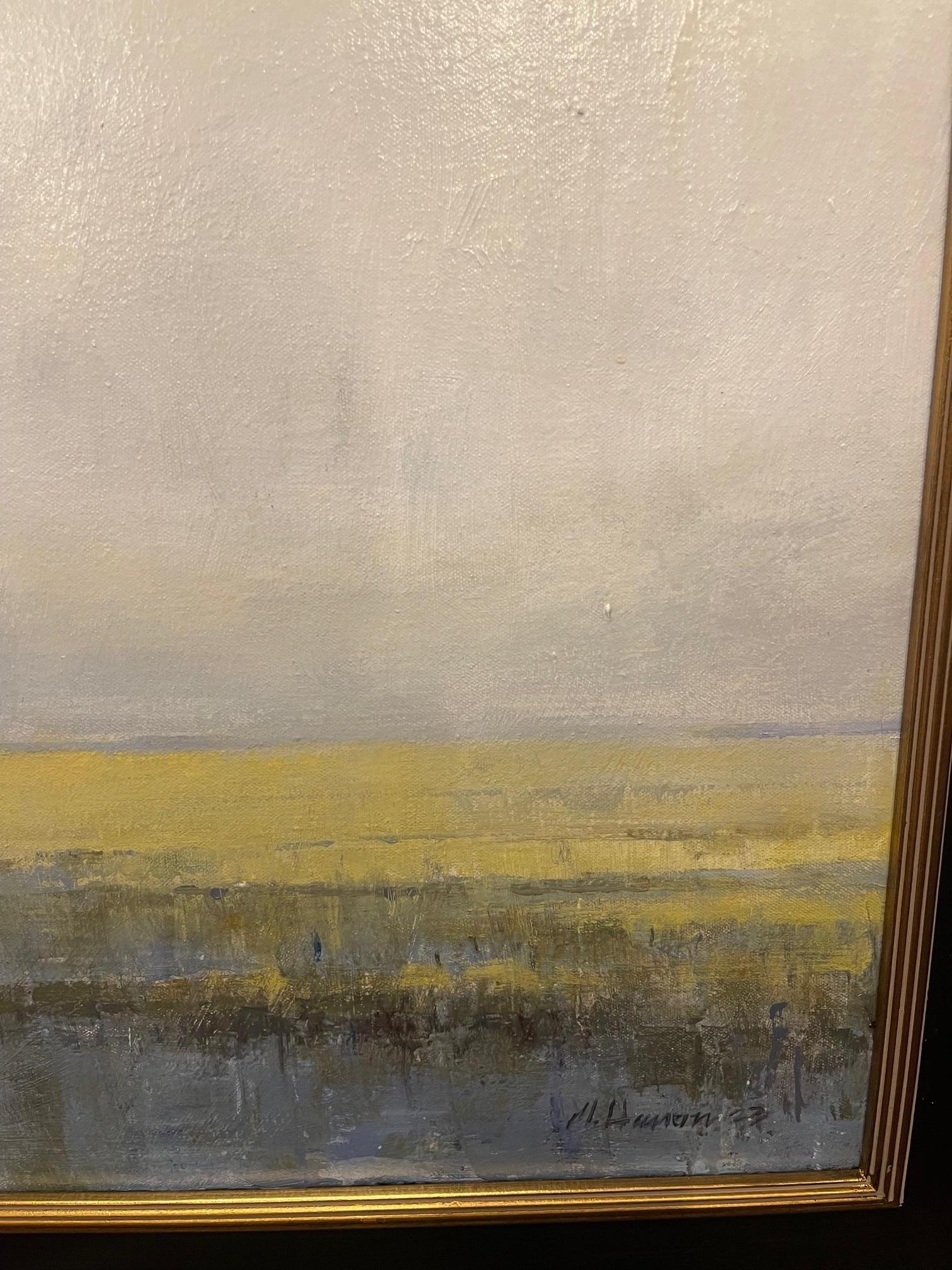 Peinture à l'huile sur panneau encadrée « Deep Breaths, Long Views », scène de marais de Marc Hanson en vente 1