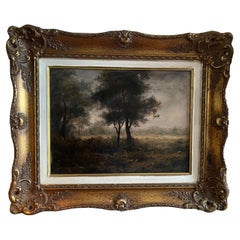Scena di paesaggio incorniciata con olio su tavola, XIX secolo