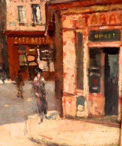 Framed Oil on Canvas "A Street in Montmarte" by Jean Germain-Jacob