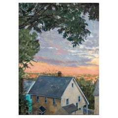 Framed Oil on Canvas "Aqua Silver at Dusk" by Susan Stillman