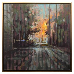 Framed Oil on Canvas "Aurora" A Savannah, GA Street, Jeff Markowsky