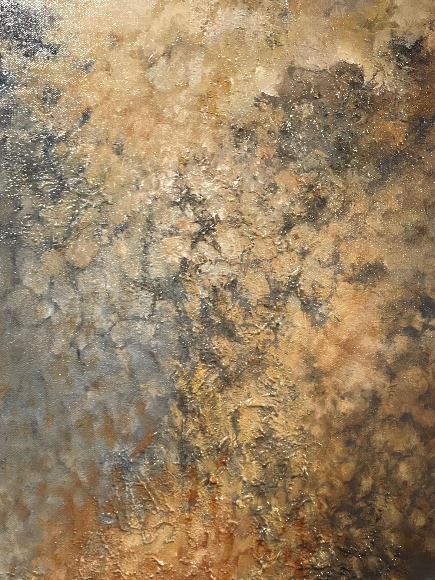 Huile sur toile « Celestial Formations » encadrée, scène abstraite de Dino Savio Neuf - En vente à Savannah, GA