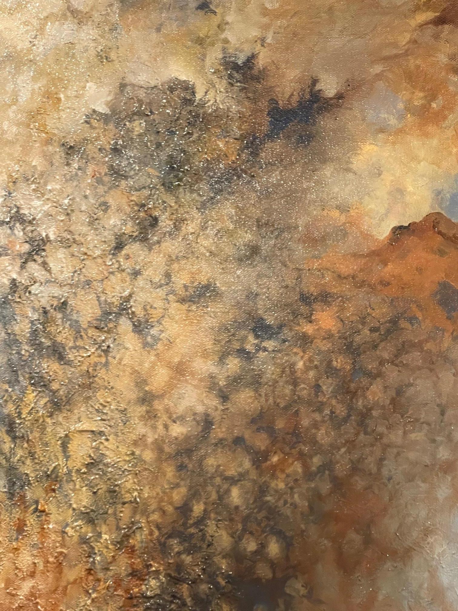Gerahmtes Ölgemälde auf Leinwand „Celestial Formations“, abstrakte Szene von Dino Savio (21. Jahrhundert und zeitgenössisch) im Angebot