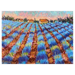 Framed Oil on Canvas "Champs De Lavande De Saignon" by Alice Williams