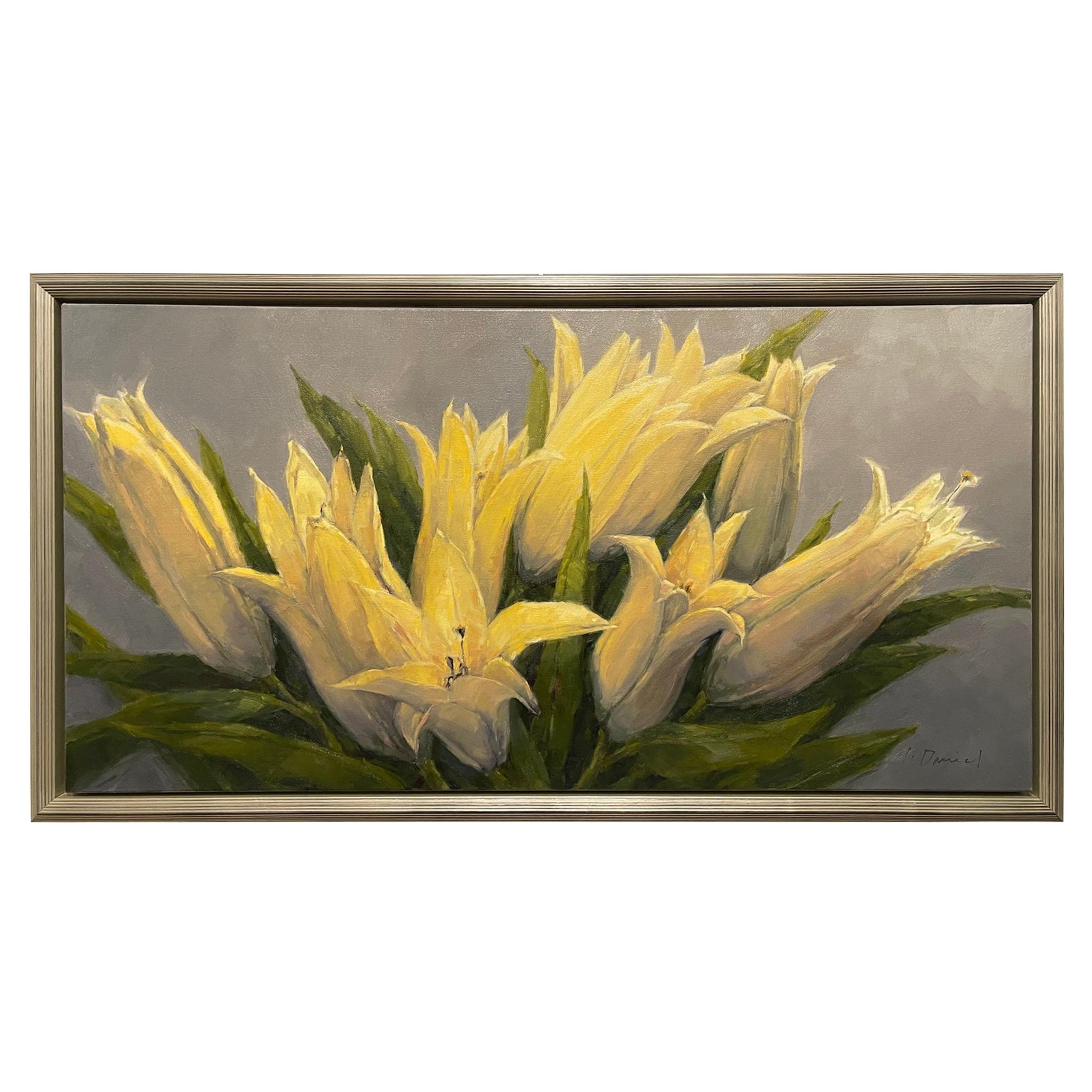 Framed Oil on Canvas "Consider the Lilies" Floral Scene by Laurel Daniel