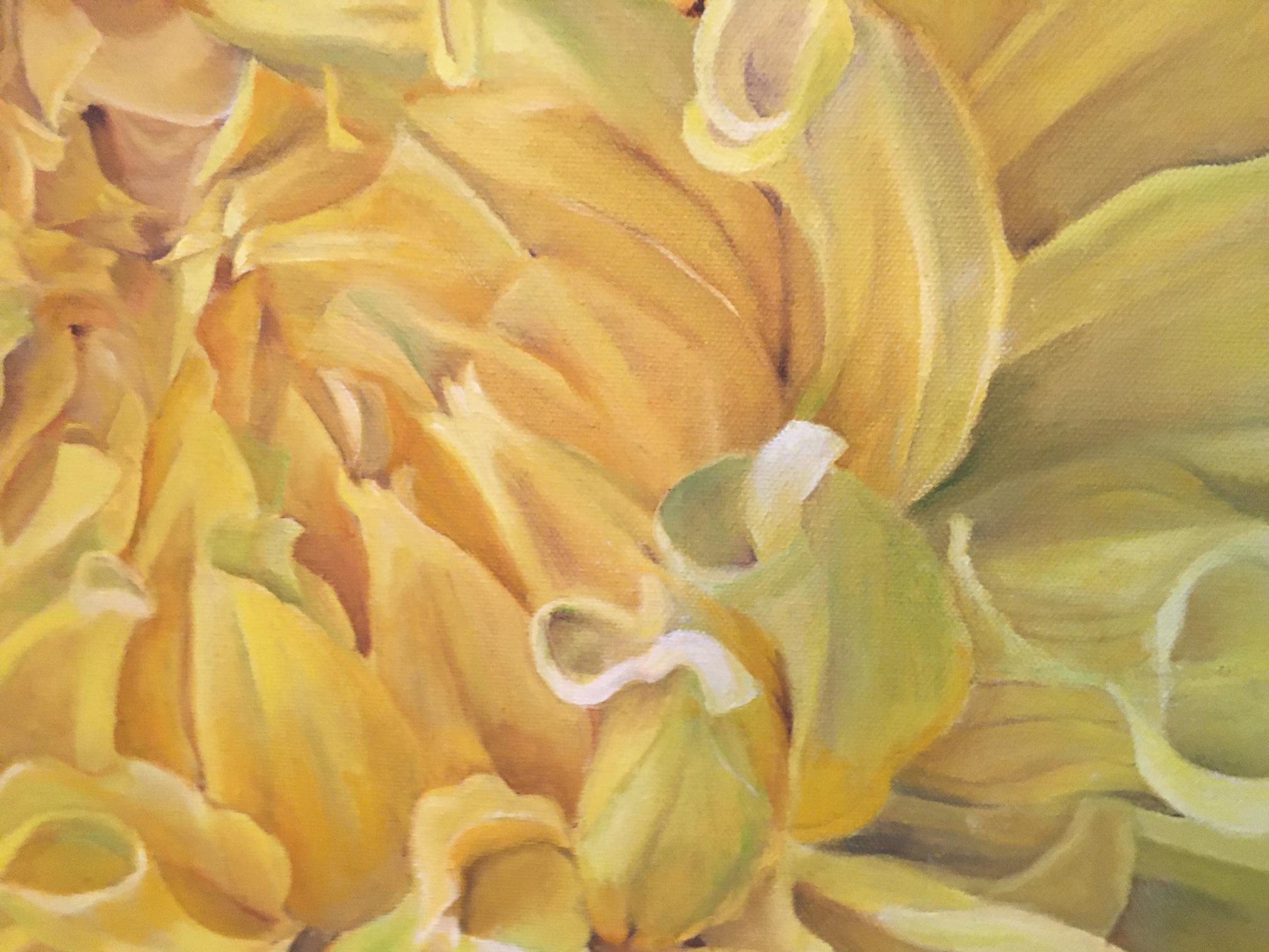 Gerahmtes Ölgemälde auf Leinwand Dahlia-Blume „Delilah“ von Shelly Gurton (Geölt) im Angebot