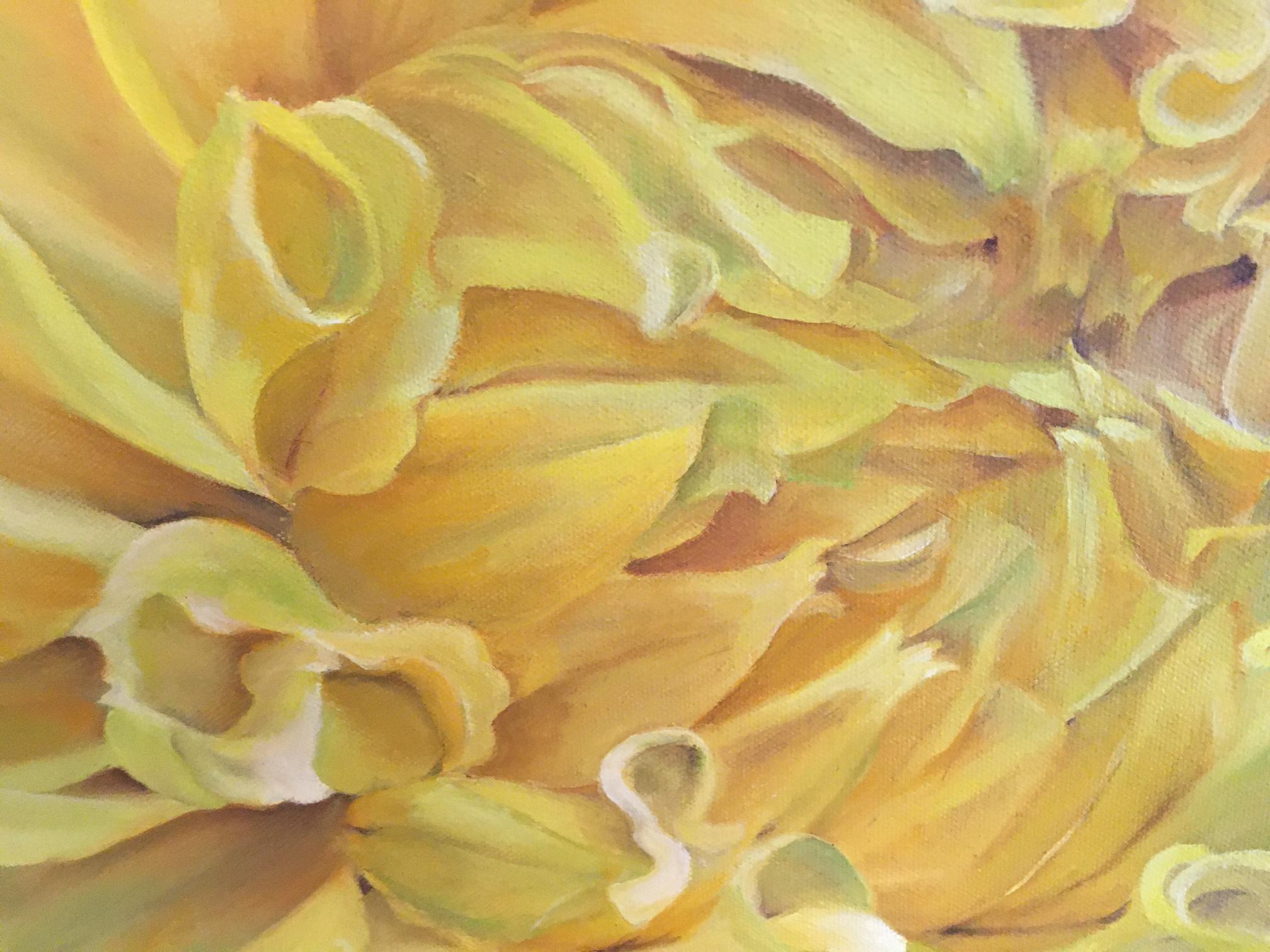 Gerahmtes Ölgemälde auf Leinwand Dahlia-Blume „Delilah“ von Shelly Gurton (21. Jahrhundert und zeitgenössisch) im Angebot