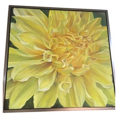 Framed Oil on Canvas Dahlia Flower "Delilah" by Shelly Gurton