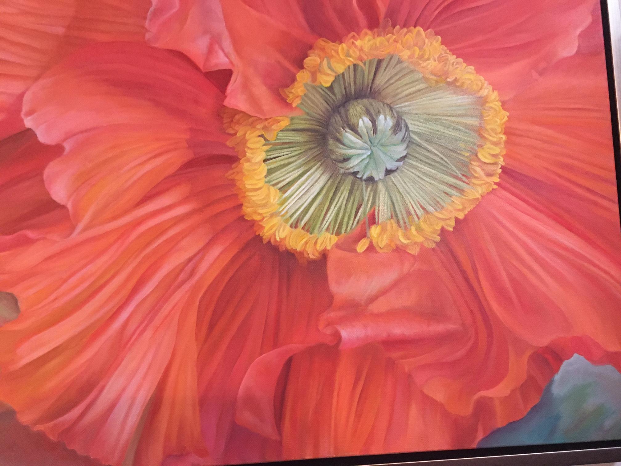 Gerahmtes Ölgemälde auf Leinwand „Delilah- Blume“ Isländischer Mohn von Shelly Gurton, Ölgemälde im Angebot 3