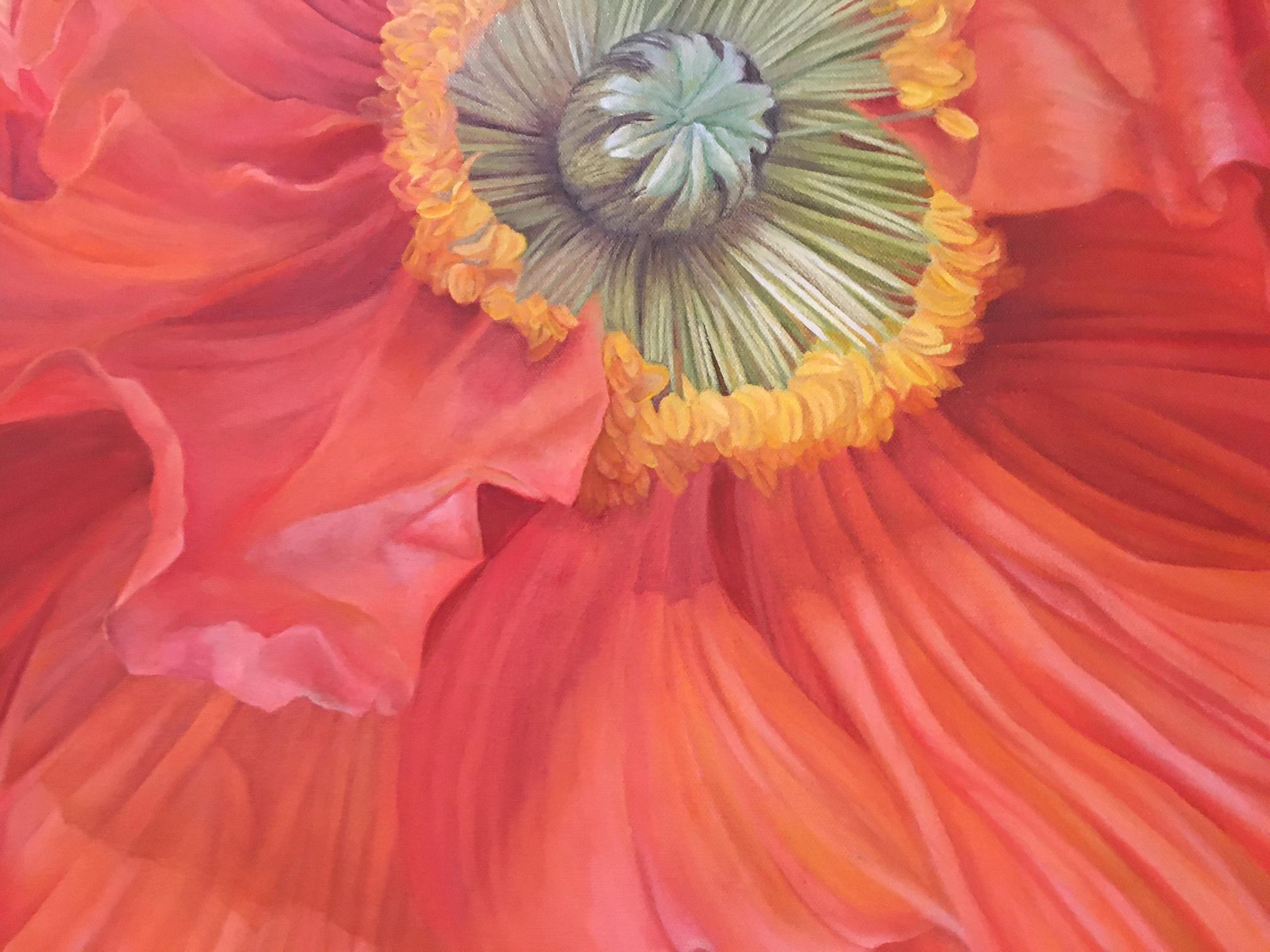 Gerahmtes Ölgemälde auf Leinwand „Delilah- Blume“ Isländischer Mohn von Shelly Gurton, Ölgemälde im Angebot 4