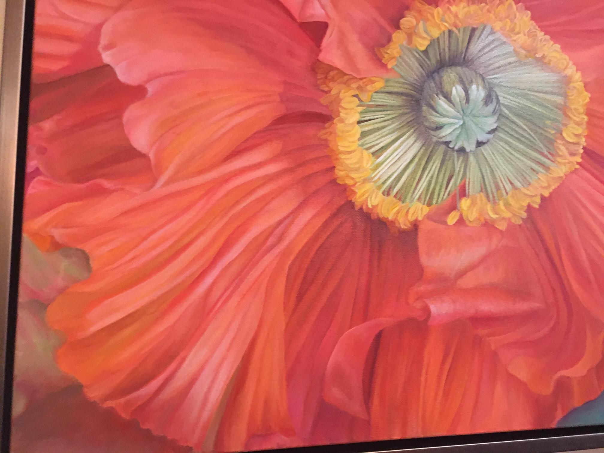 Gerahmtes Ölgemälde auf Leinwand „Delilah- Blume“ Isländischer Mohn von Shelly Gurton, Ölgemälde (amerikanisch) im Angebot