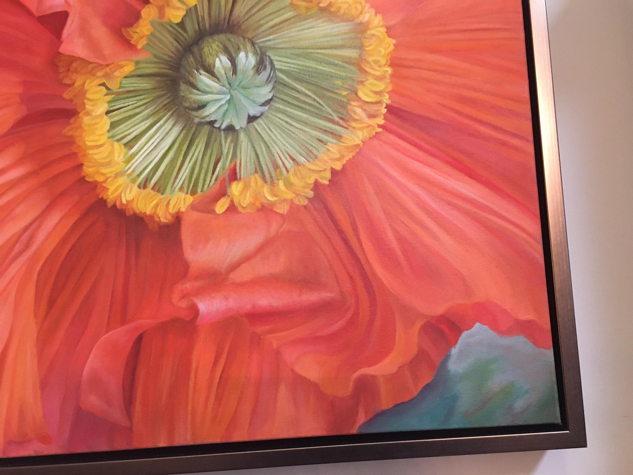 Gerahmtes Ölgemälde auf Leinwand „Delilah- Blume“ Isländischer Mohn von Shelly Gurton, Ölgemälde (21. Jahrhundert und zeitgenössisch) im Angebot