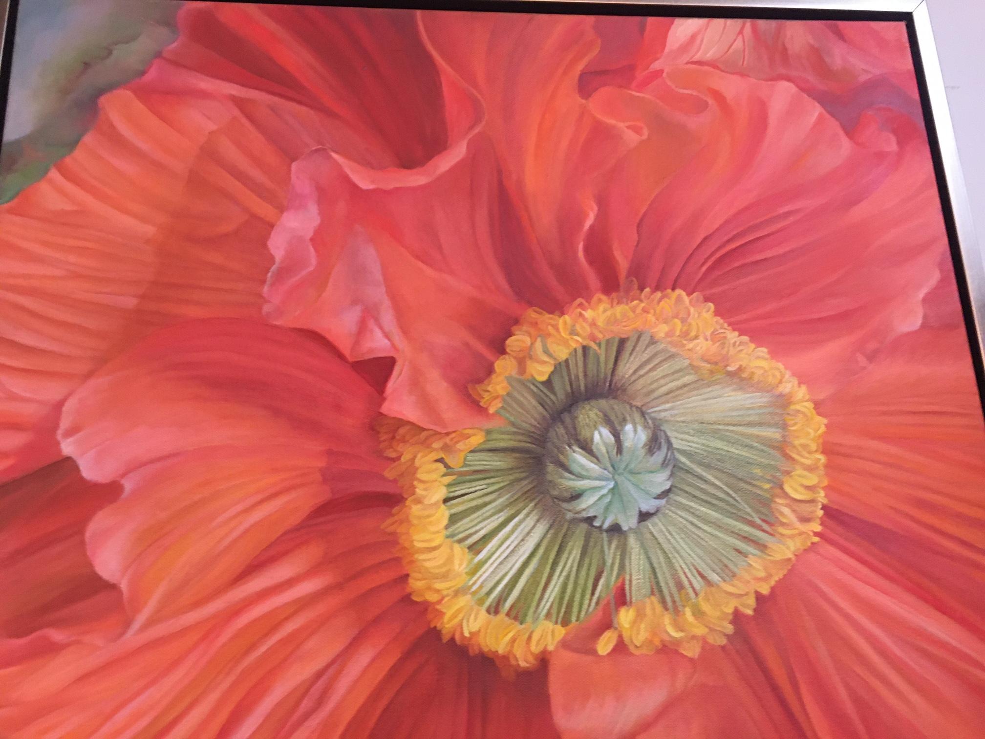 Gerahmtes Ölgemälde auf Leinwand „Delilah- Blume“ Isländischer Mohn von Shelly Gurton, Ölgemälde im Angebot 2
