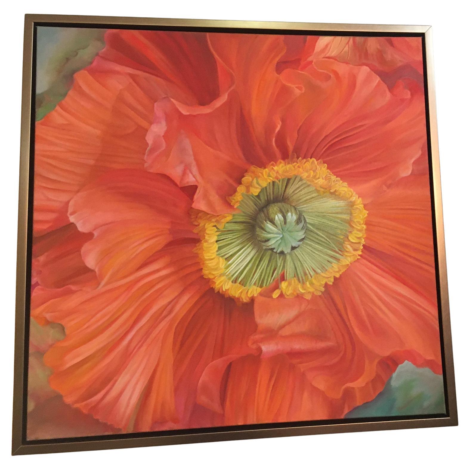 Huile sur toile « Delta- Flower » Island Poppy par Shelly Gurton