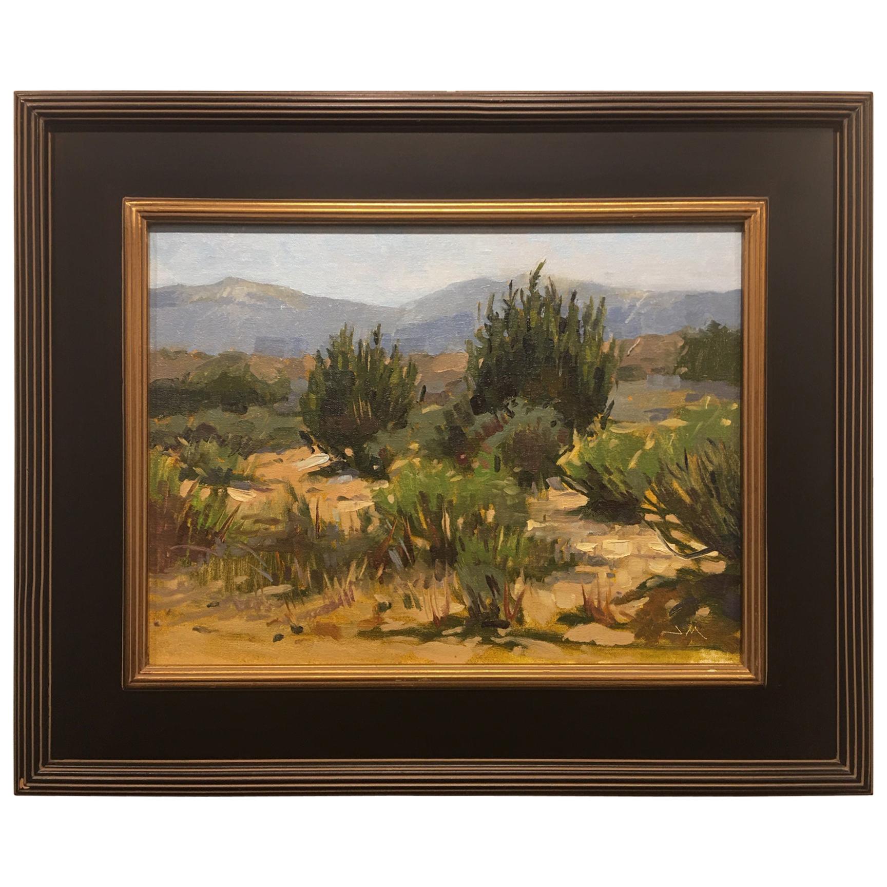 Framed Oil on Canvas "Desert Greens" New Mexico Desert Scene, Jeff Markowsky