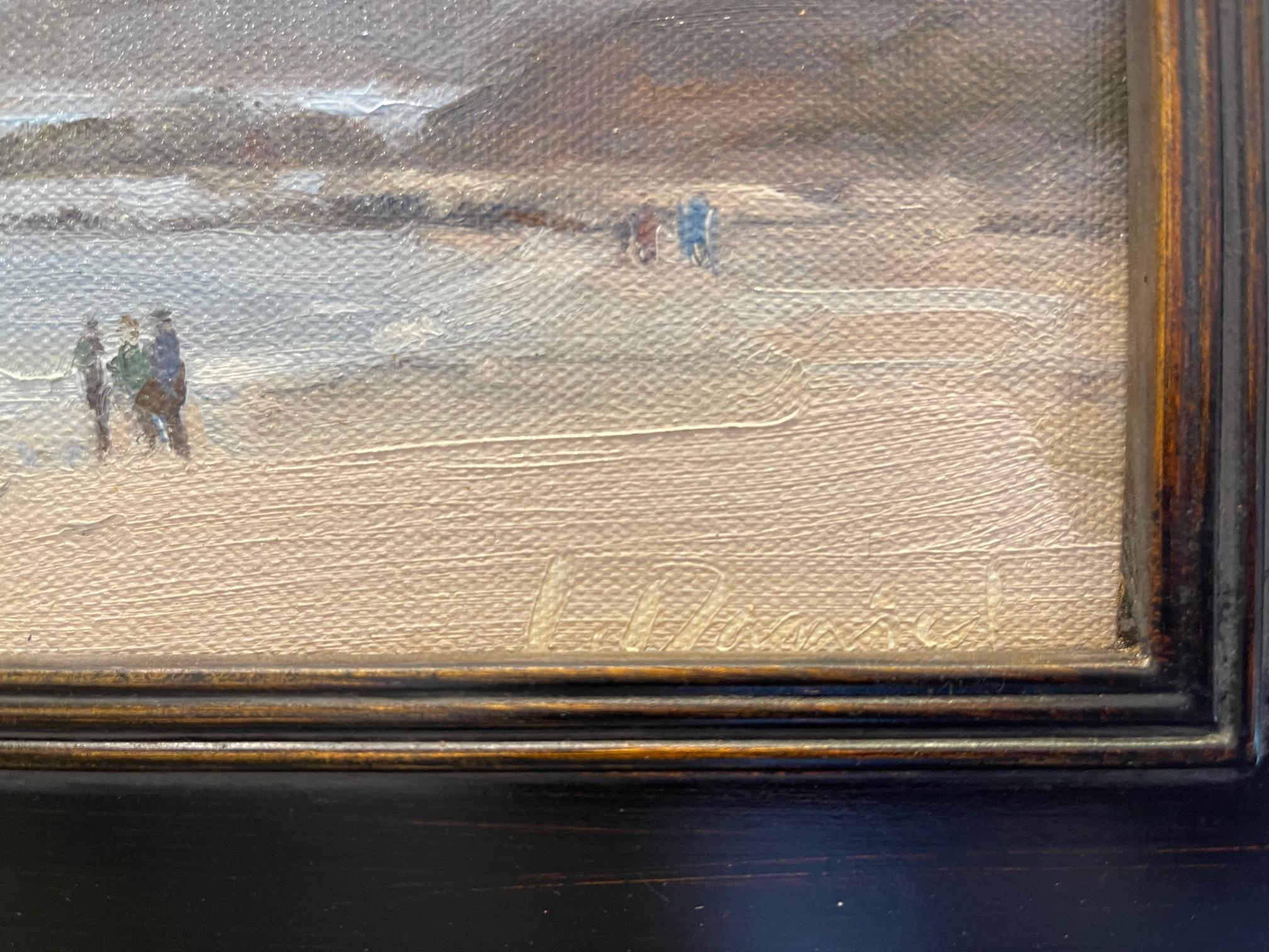Américain Huile sur toile encadrée «ggy Coastline », Scène océanique de la côte, par Laurel Daniel en vente