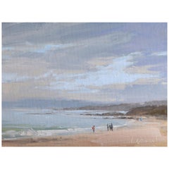Framed Oil on Canvas "Foggy Coastline" Coast Ocean Scene by Laurel Daniel