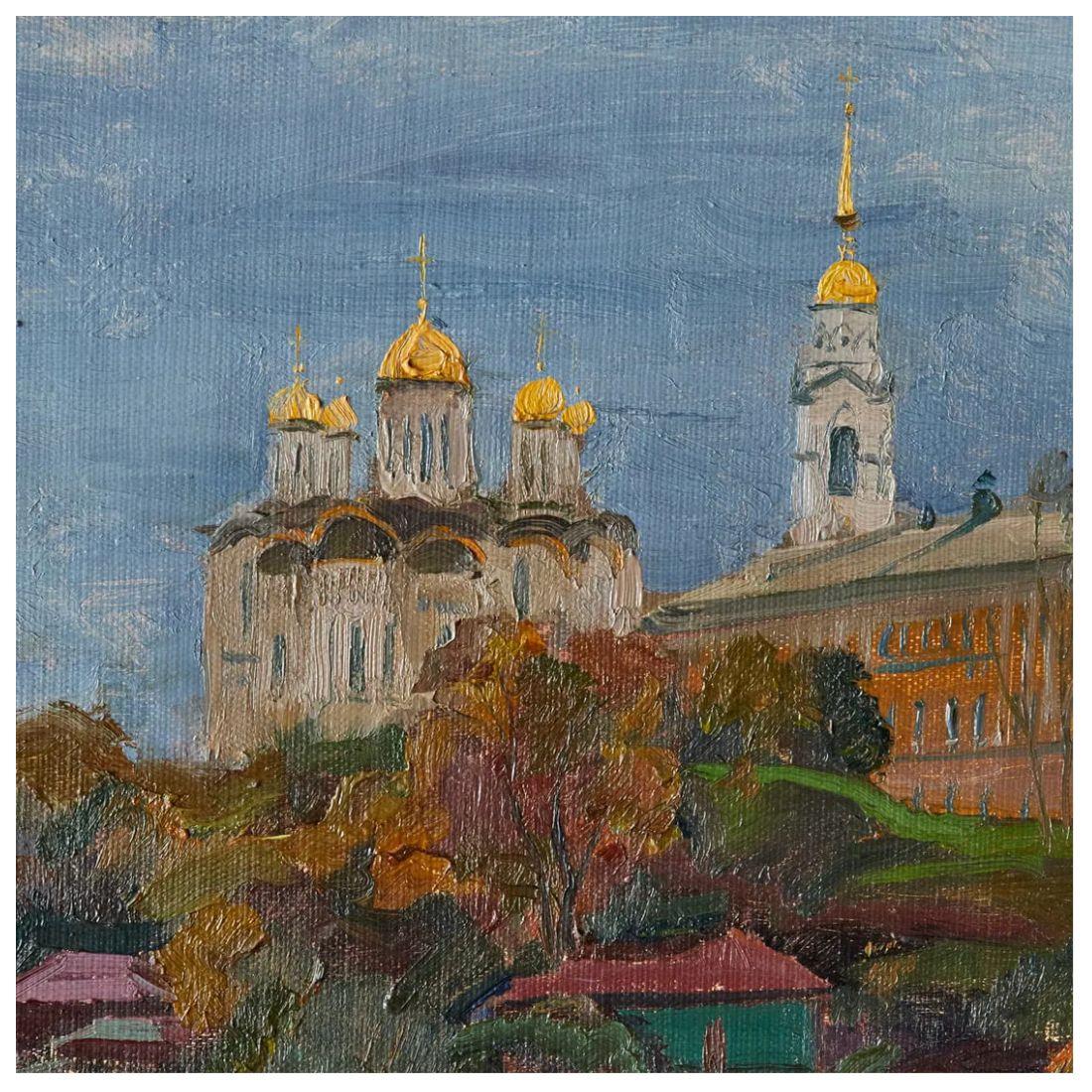 Gerahmtes Ölgemälde auf Leinwand Hilltop View in Russland (20. Jahrhundert) im Angebot