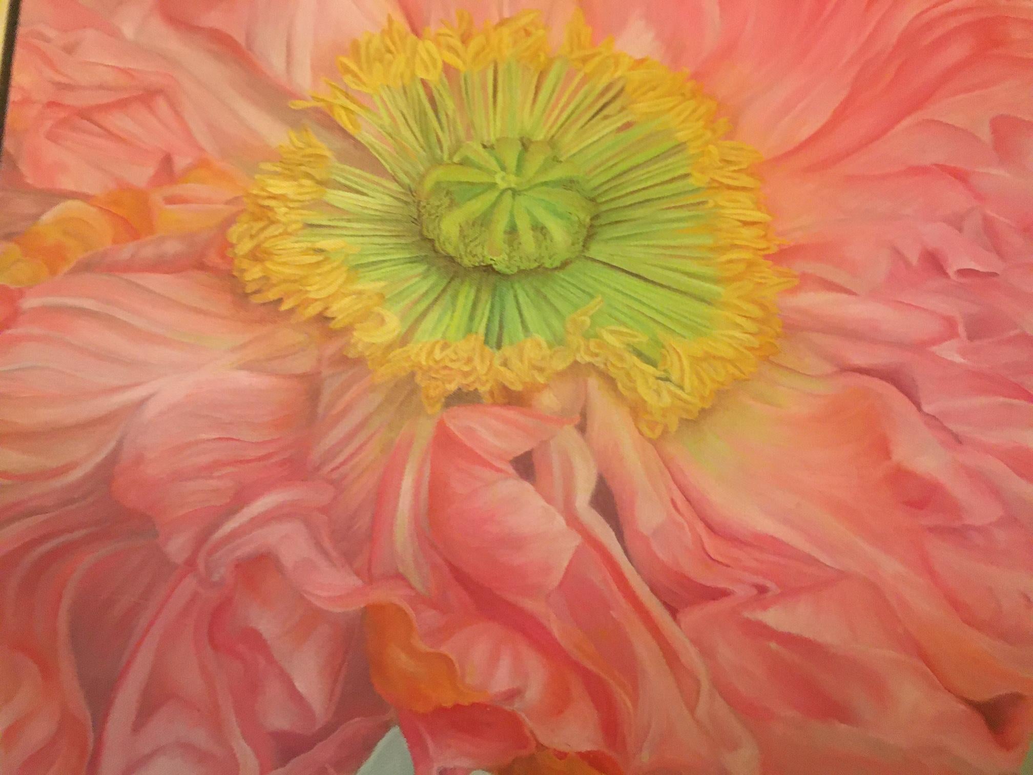 Framed Oil on Canvas Iceland Poppy 