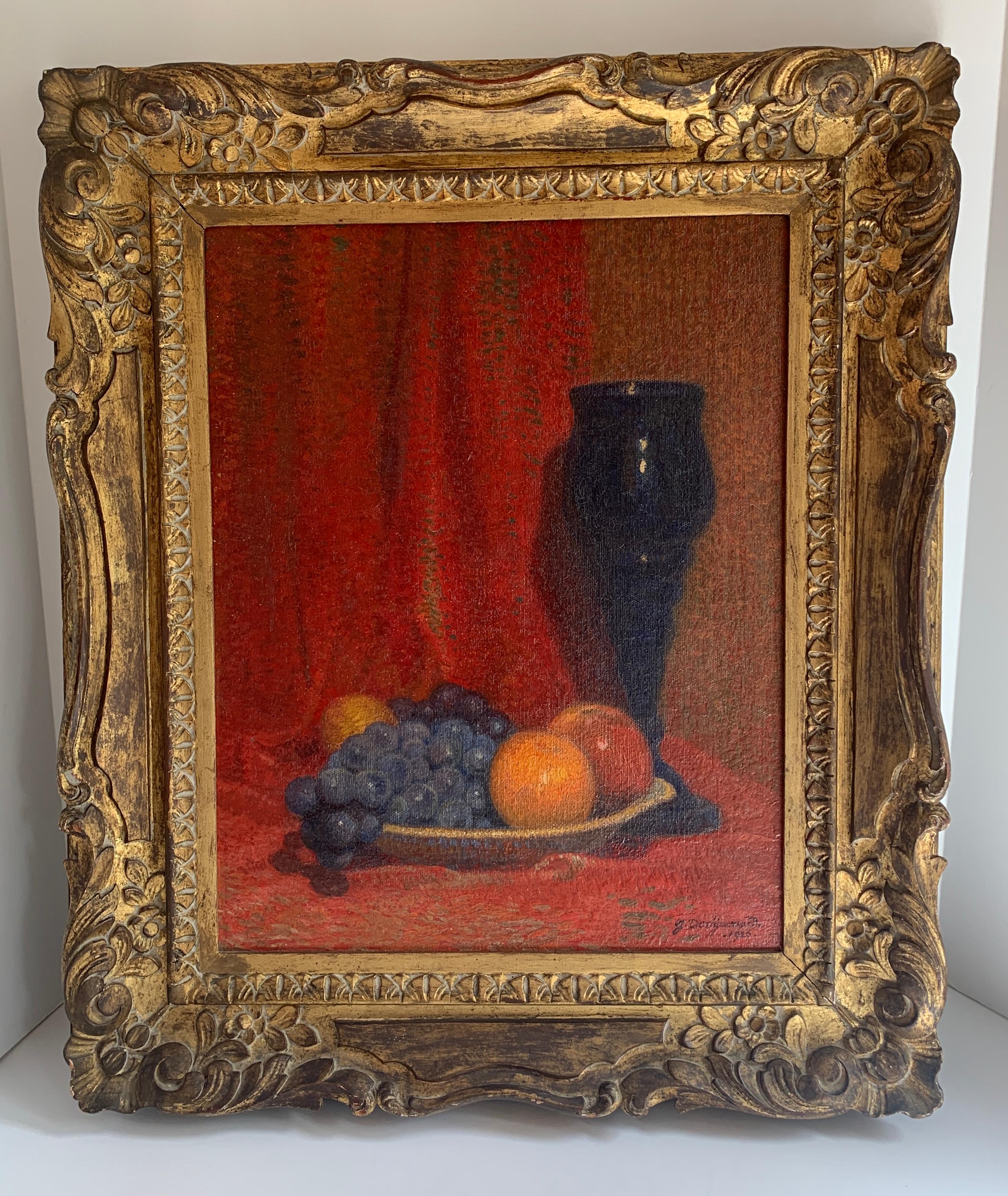 Oil on canvas painting by Dutch Artist Jacob Dooijewaard, dated 1926. A wonderfully composed painting of fruit with an Urn... Honestly a stunning statement piece with an equally wonderful frame.

Image area of the painting is: 13.5 W x 17.5