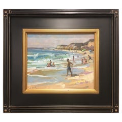 Framed Oil on Canvas "Laguna Kids" Ocean Scene, Jeff Markowsky