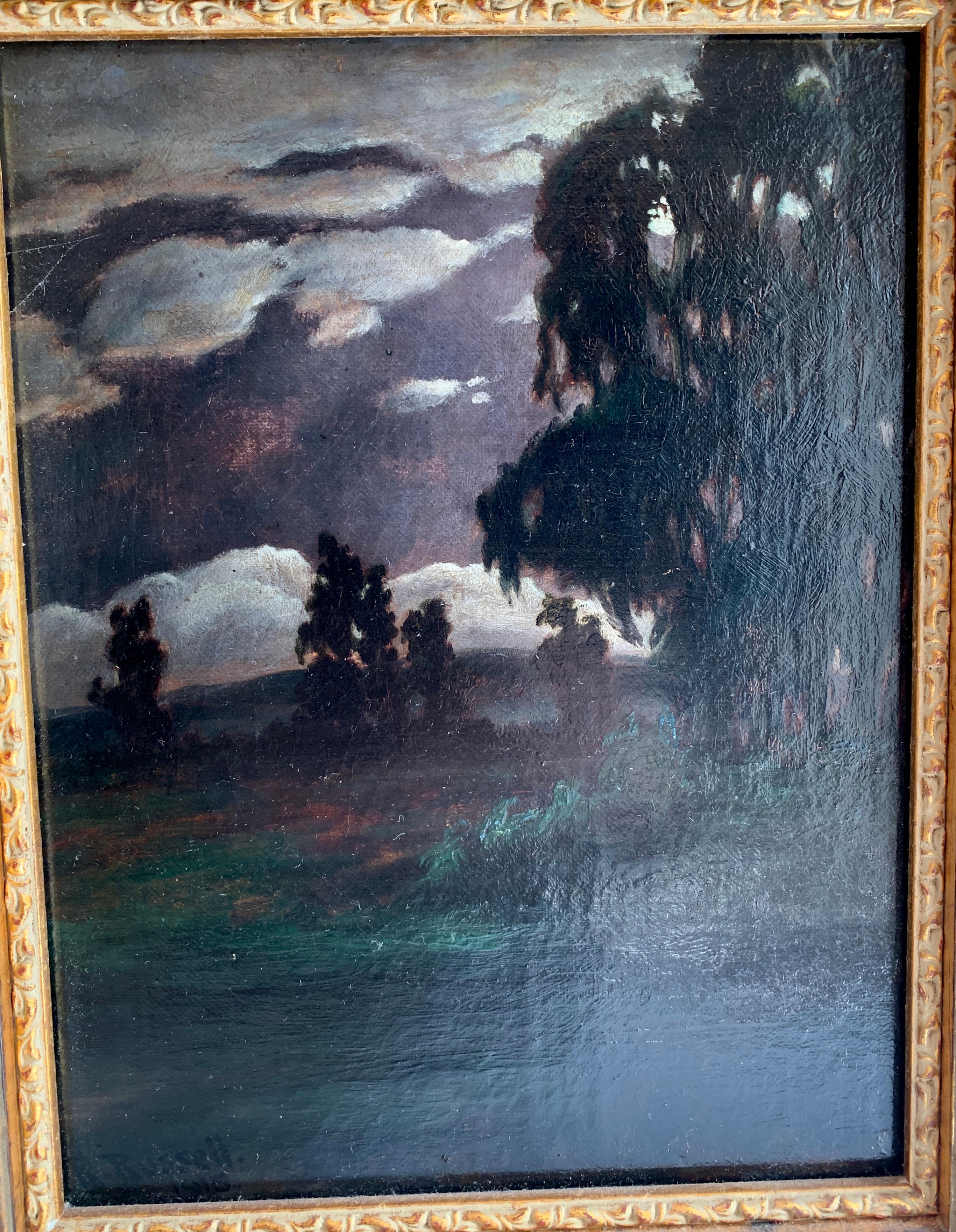 Framed Oil on Canvas Landscape by R. Russell In Good Condition In Los Angeles, CA