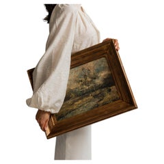 Framed Oil on Canvas Landscape with Trees by the Water