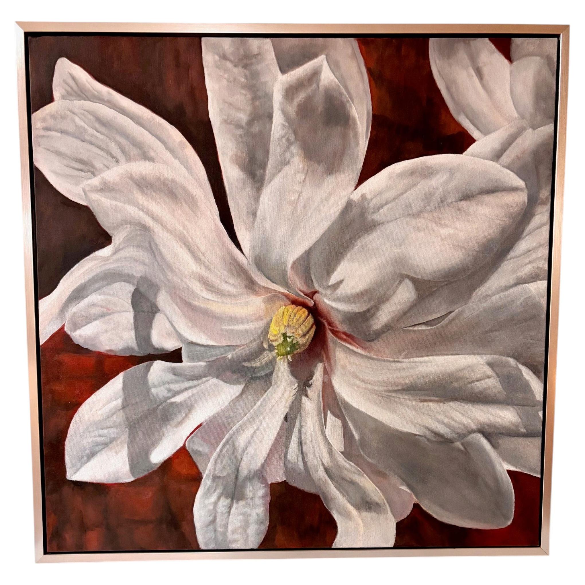 Huile sur toile encadrée Magnolia par Shelly Gurton intitulée "Margaux"