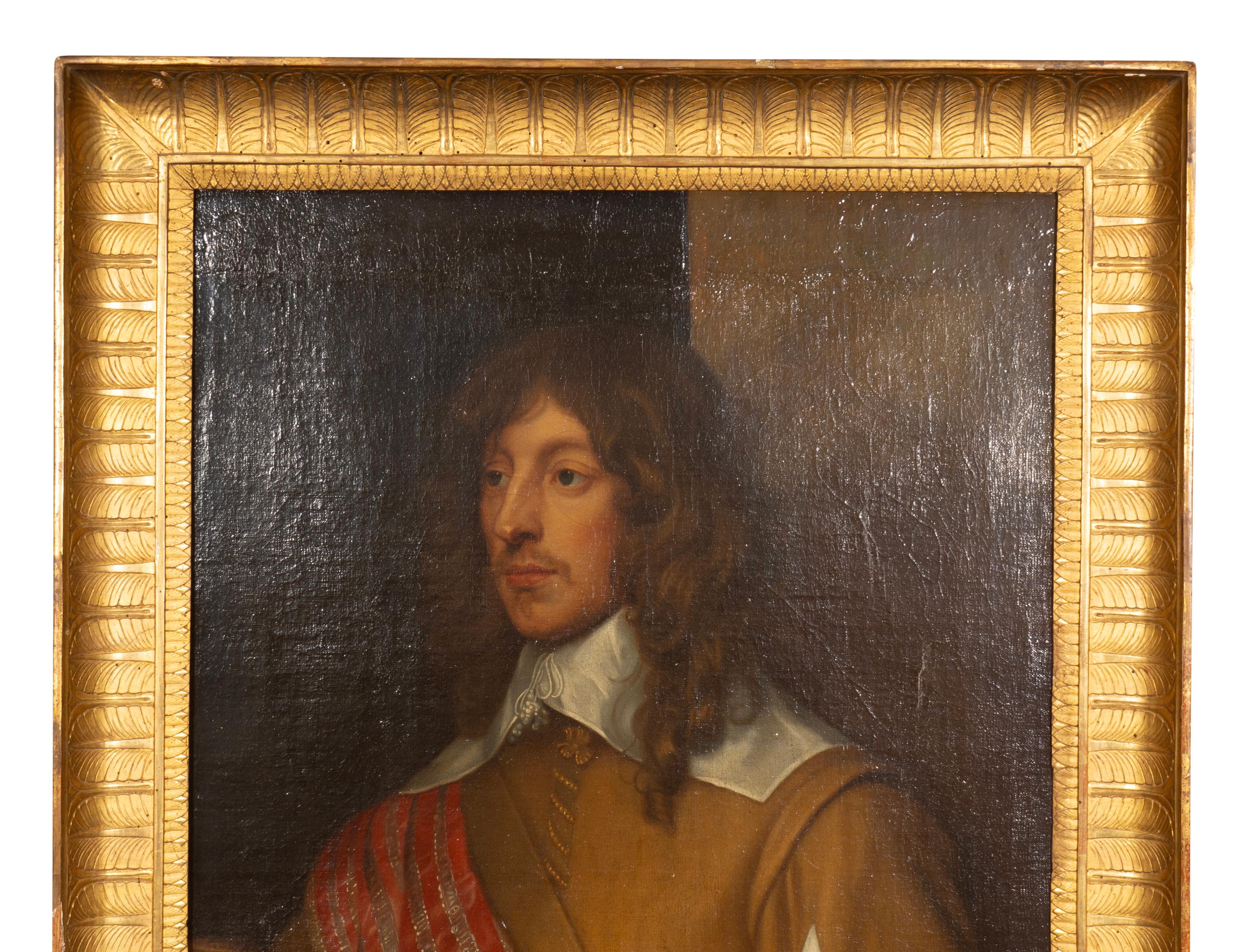 English Framed Oil On Canvas Of A British Lord After Van Dyck For Sale