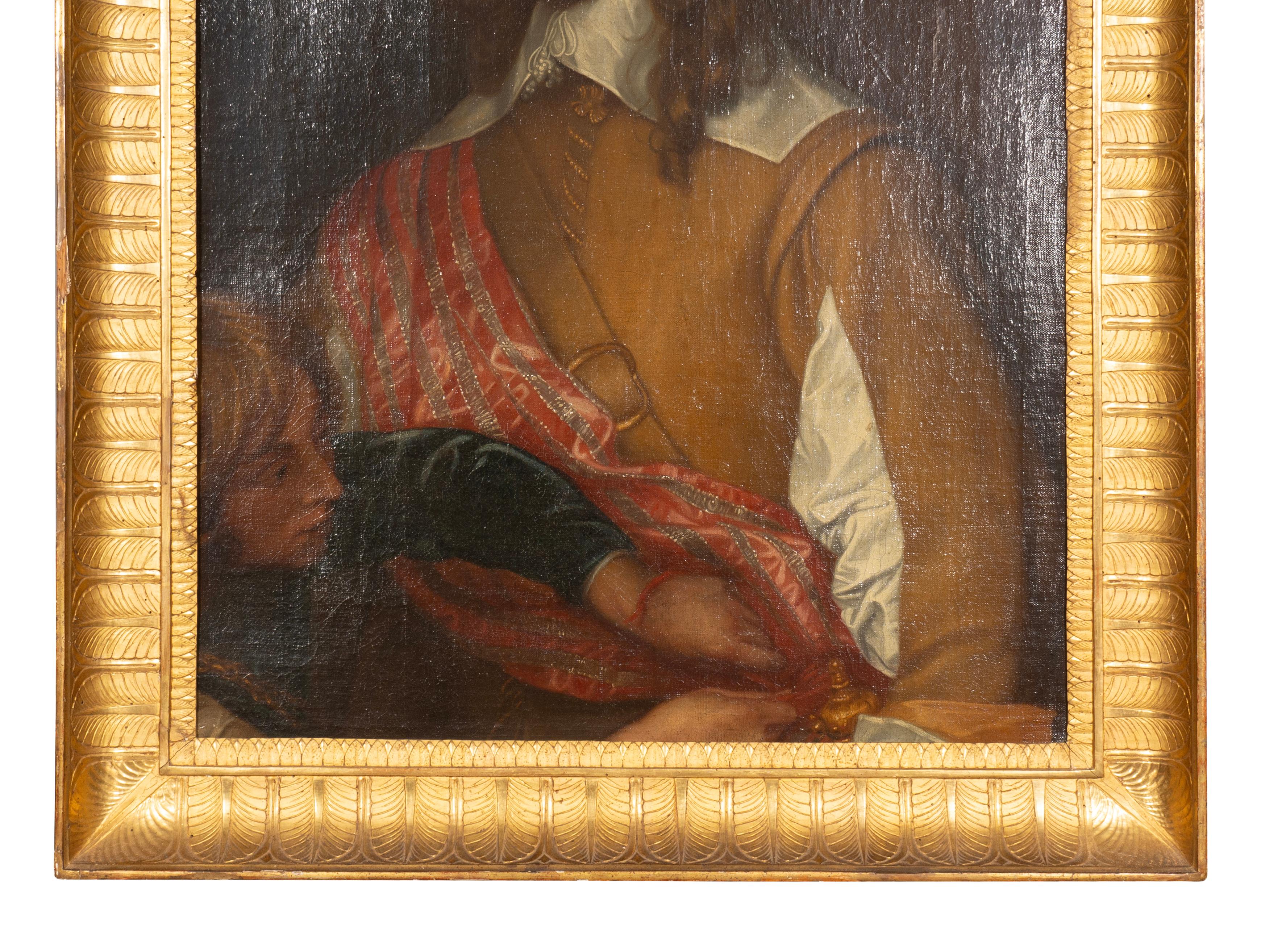 Hand-Painted Framed Oil On Canvas Of A British Lord After Van Dyck For Sale