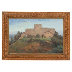 Framed Oil On Canvas Of Chateau de Savinac By Yvonne Laborde Germani