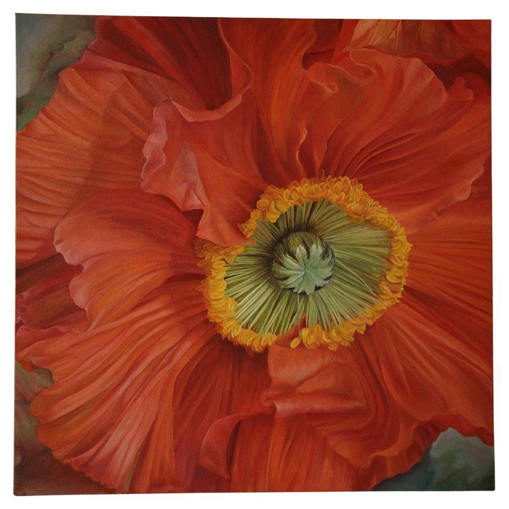 Huile sur toile Livia, fleur de coquelicot par Shelly Gurton