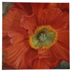 Huile sur toile Livia, fleur de coquelicot par Shelly Gurton