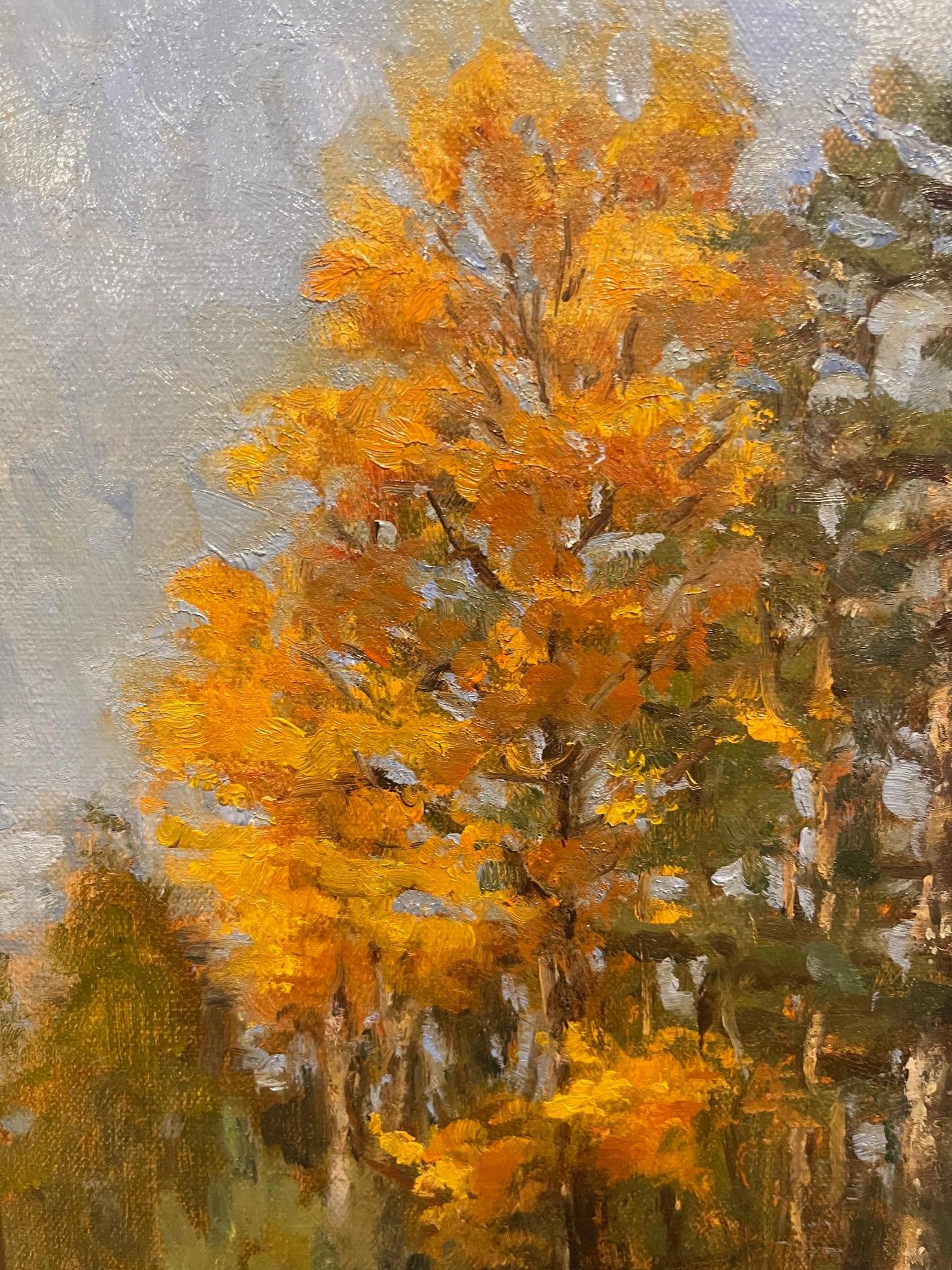Huile sur toile « Autumn Woods » encadrée par Sue Foell Neuf - En vente à Savannah, GA