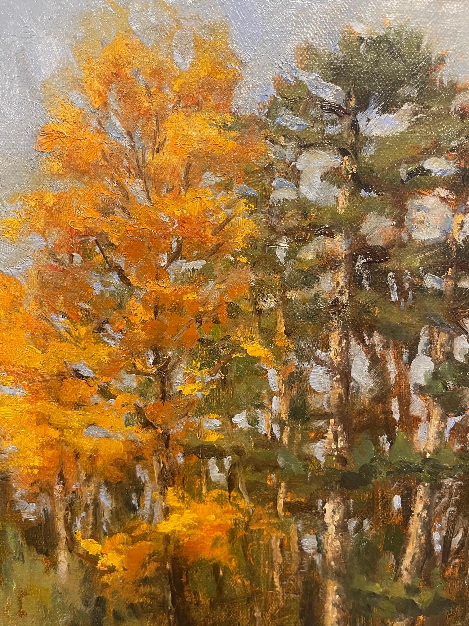 XXIe siècle et contemporain Huile sur toile « Autumn Woods » encadrée par Sue Foell en vente